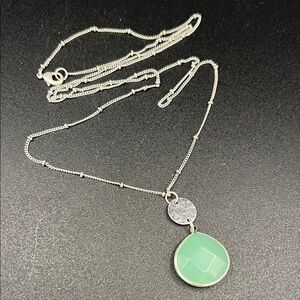 Vintage 32” Pendant Necklace with Faceted Mint Green Stone